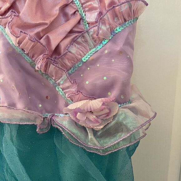 Disney Store Ariel The Little Mermaid Dress Costume Halloween Girls Size 5-6 - Picture 6 of 15
